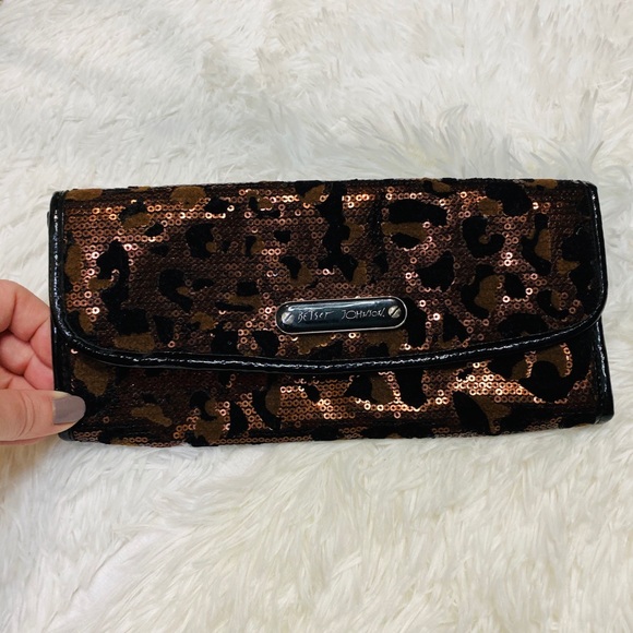 Betsey Johnson Handbags - Betsey Johnson Animal Print Sequin Clutch